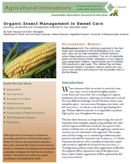 reading on organic insect management in sweet corn