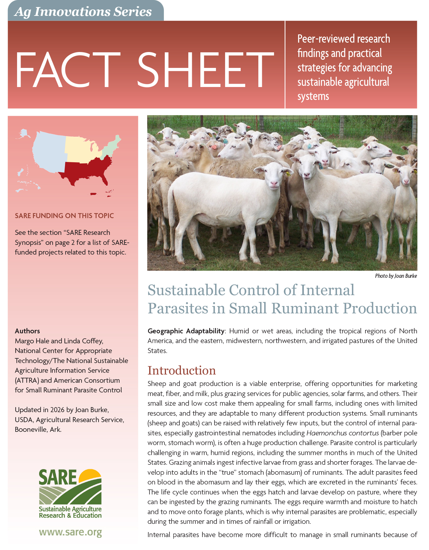 Sustainable Control of Parasites in Small Ruminant Production - SARE