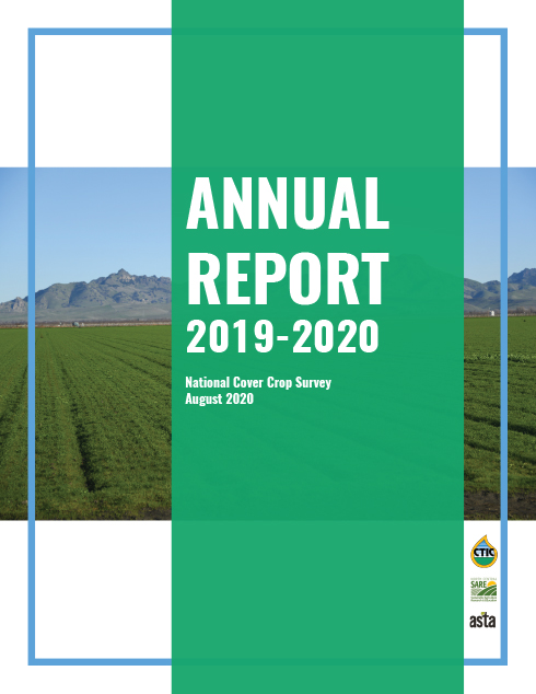 annual cover crop report book cover with a photo of a field