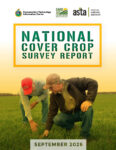 Cover of report with two men in ball caps kneeling on the ground examining plants.