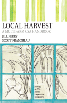 CSA-book.gif Local Harvest Multifarm Handbook cover with a drawing of a turnip in blue panes.