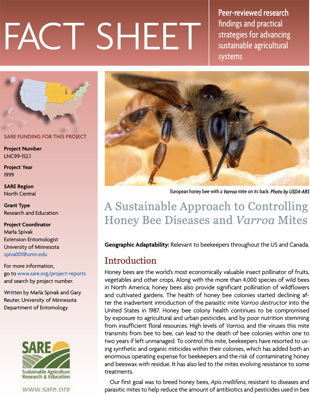A Sustainable Approach to Controlling Honey Bee Diseases and Varroa Mites -  SARE