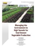 Resource Cover Cover of an article about High Tunnels in Cool Seasons featuring a row of thriving crops in a high tunnel