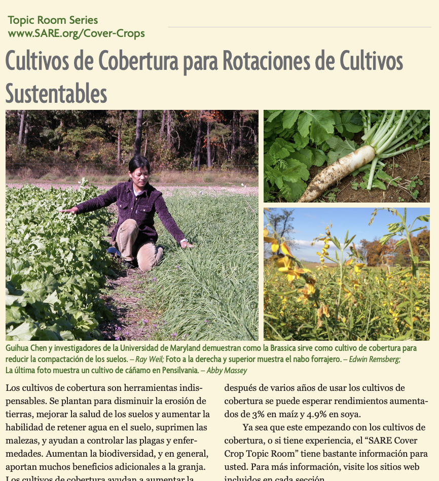 Cultivos de Covertura Cover with three pictures of fields