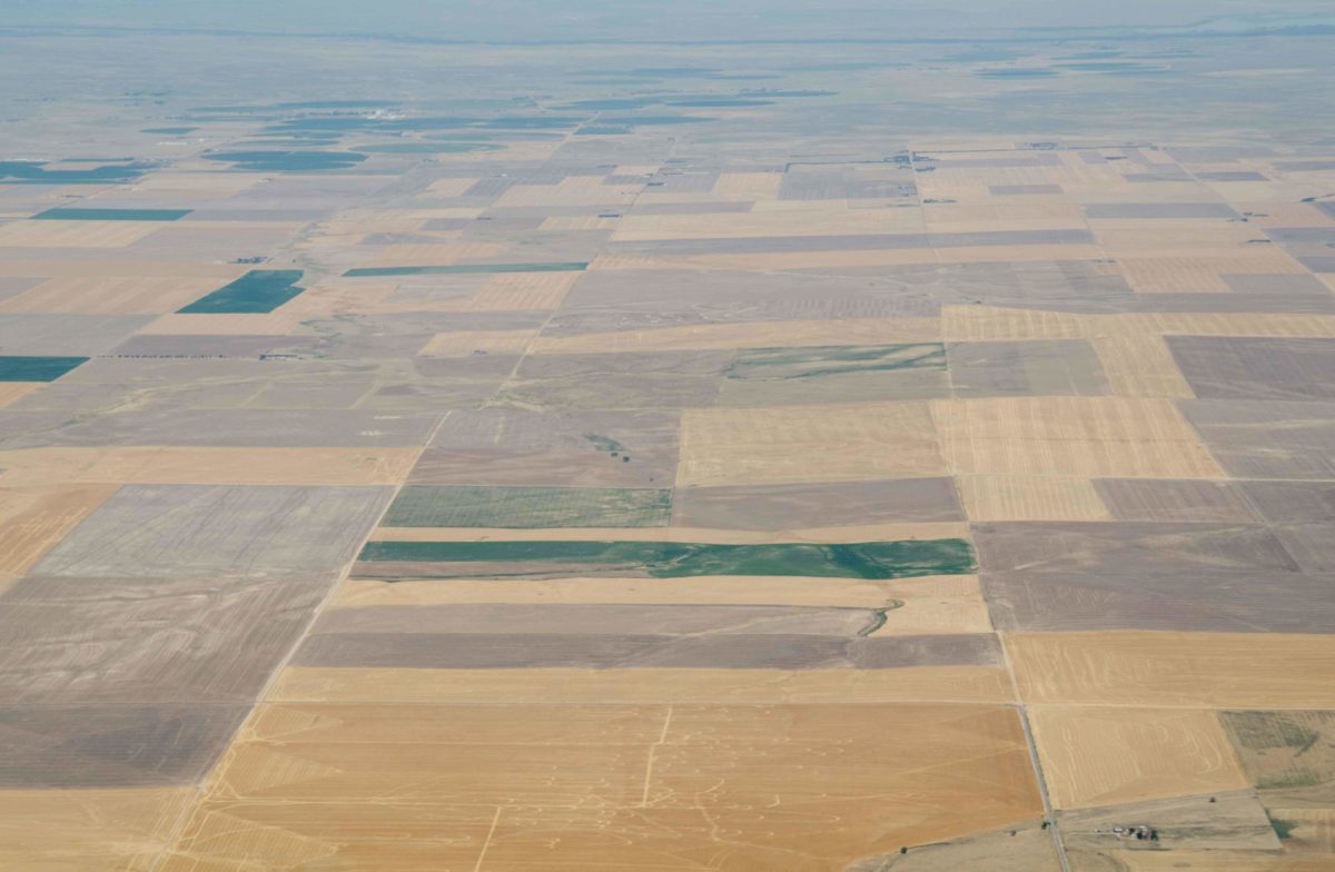 Aerial view of farm fields in drought Aerial view of farm fields in drought