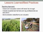 Screenshot of Best Practices Slide with one picture of a green crop field, and another picture of people working in crop rows