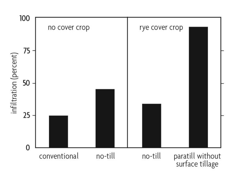 Figure 6.5 Bar graph comparing infiltration and different levels of tillage