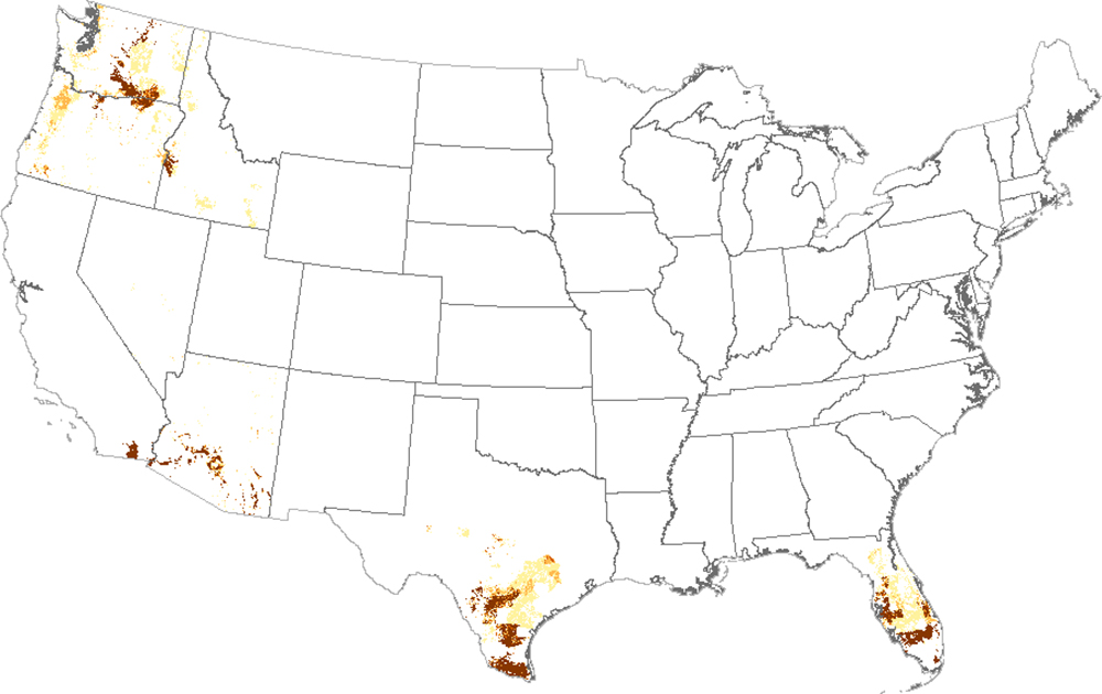 US map showing imidacloprid use