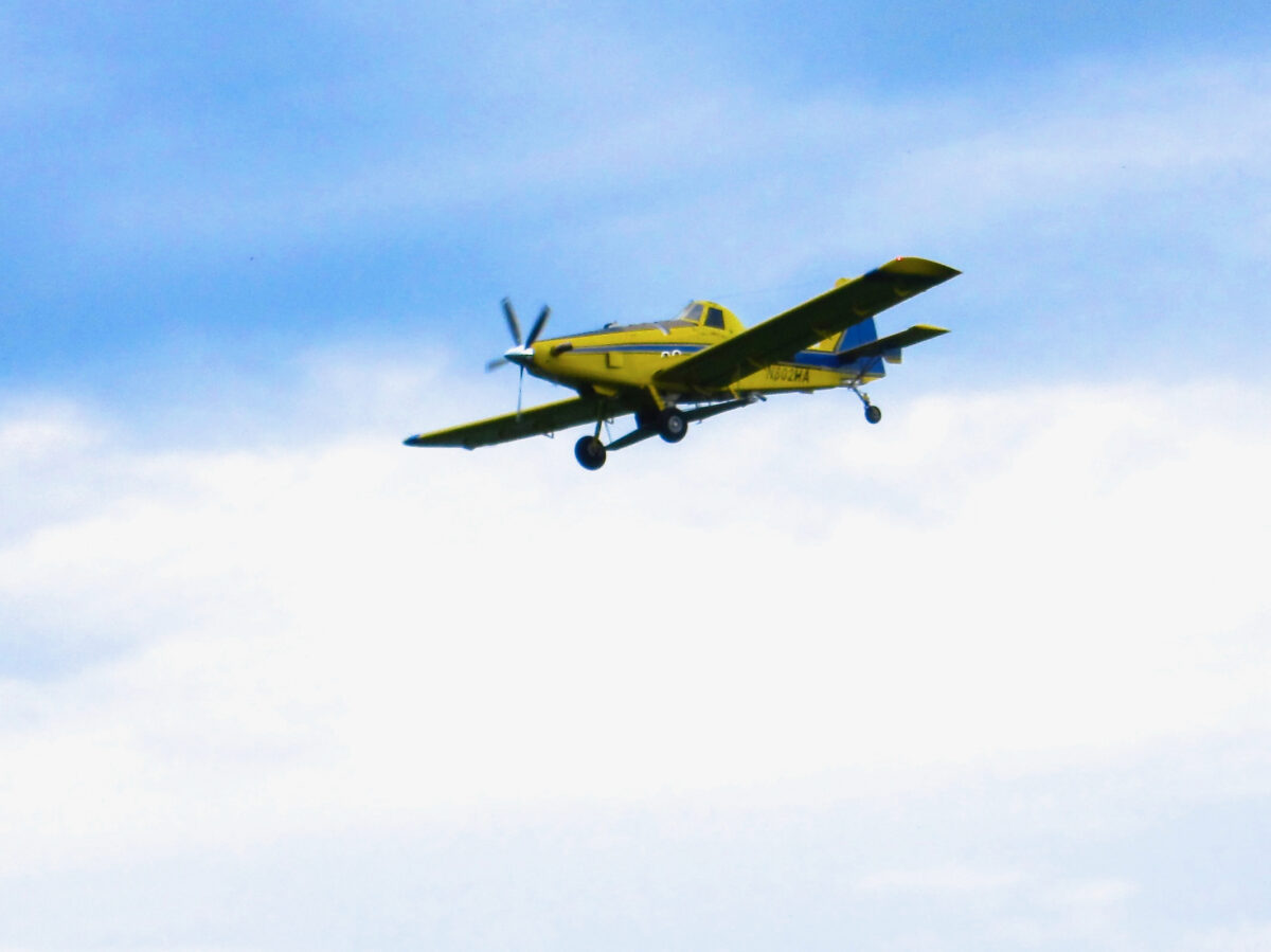 a small airplane in the sky
