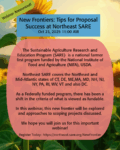 Information about an upcoming webinar overlaid on an image of sunflowers