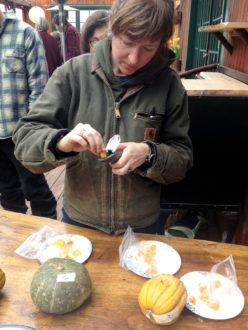 Jennifer Surdyk measures the Brix value of squash Jennifer Surdyk measures the Brix value of squash