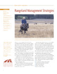 Cover page of an article entitled "Rangeland Management Strategies" featuring a photo of a man riding a horse through a field