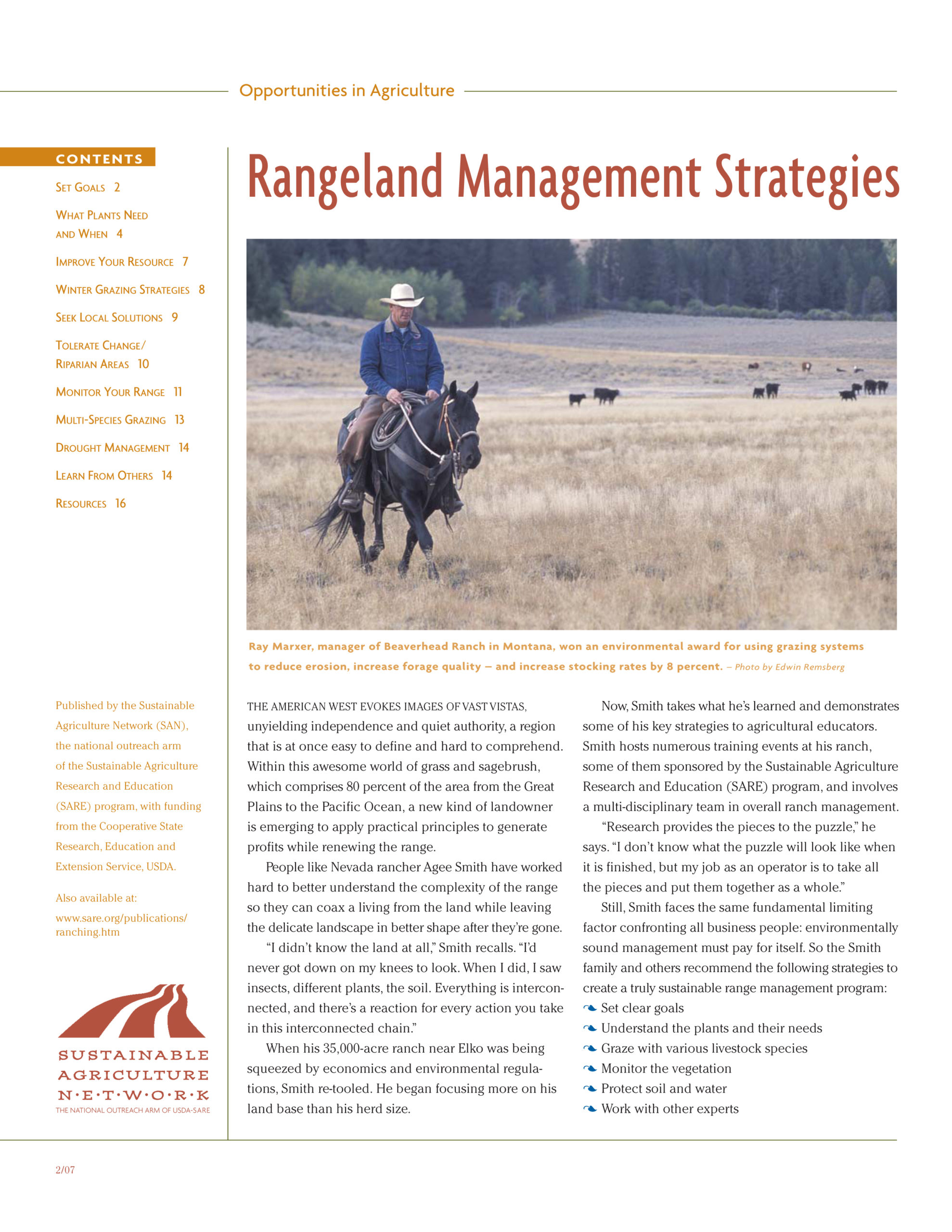 Rangeland management strategies sare