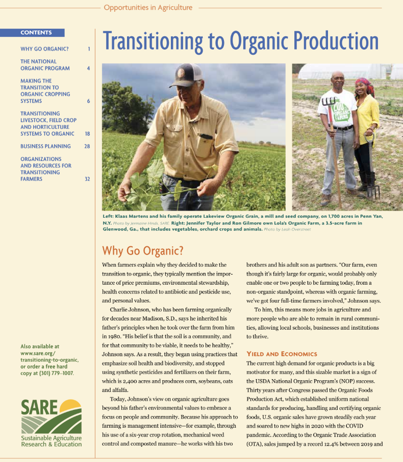 Transitioning to Organic Production - SARE