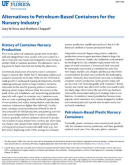 University of Florida nursery fact sheet cover