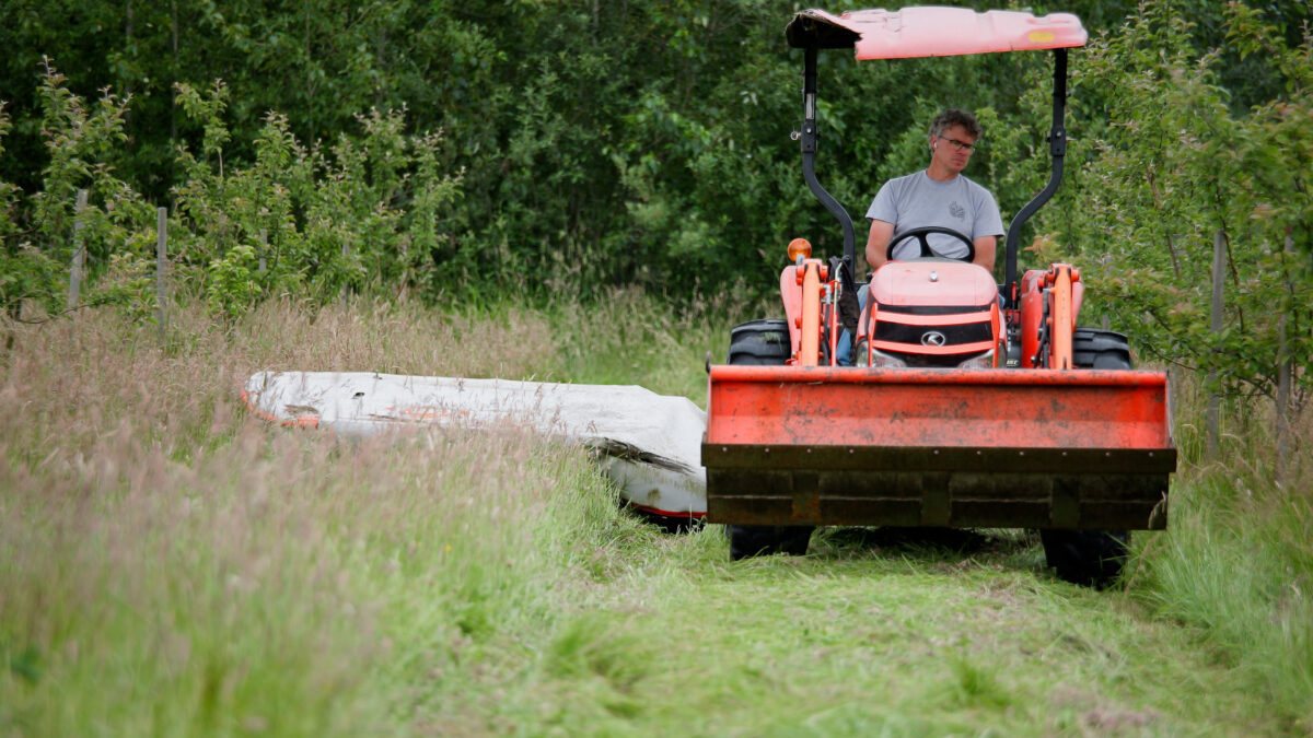 A person in a red piece of eqiupment