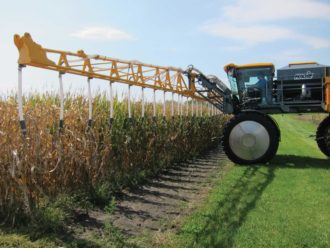 Cover crop interseeder in a field