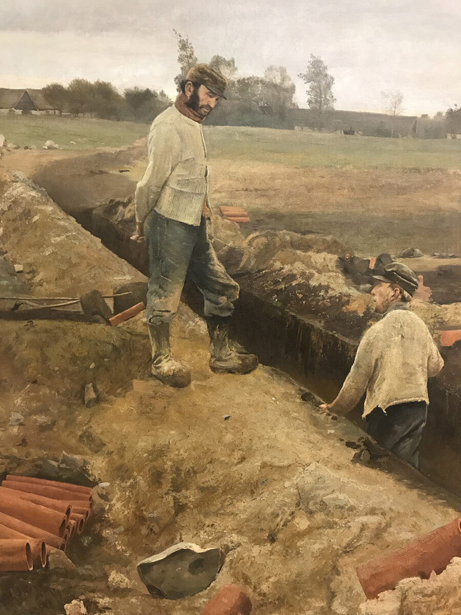 clay pipes for improved drainage painting