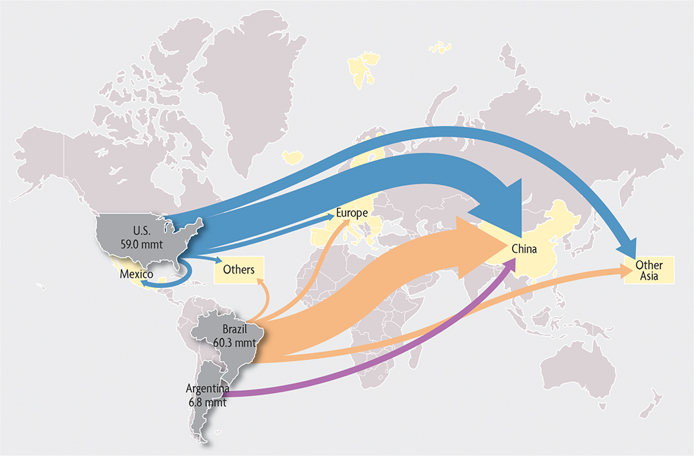 map of soybean exports