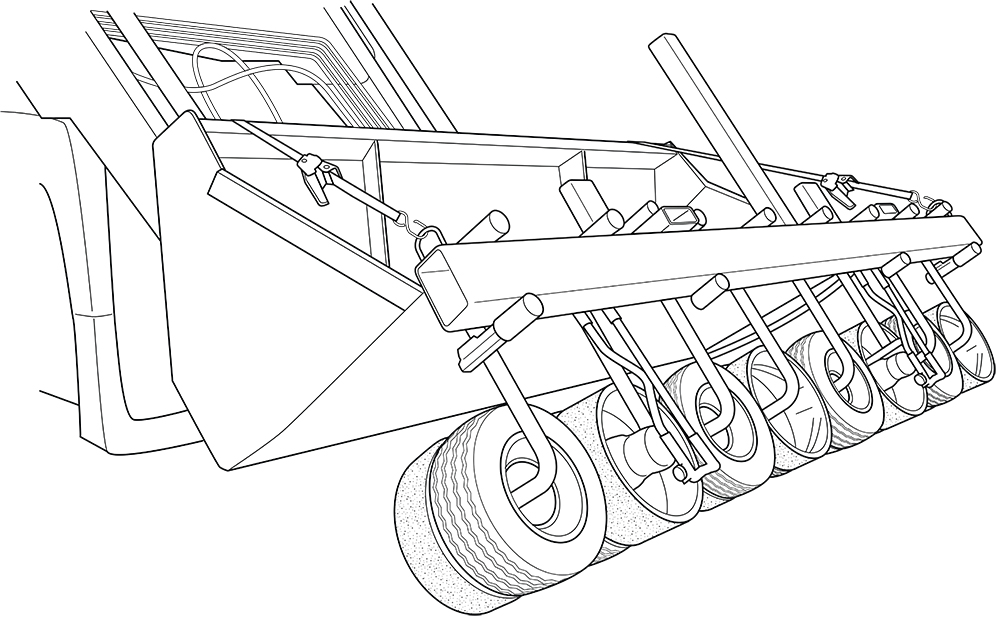 Drawing of weed puller on a tractor
