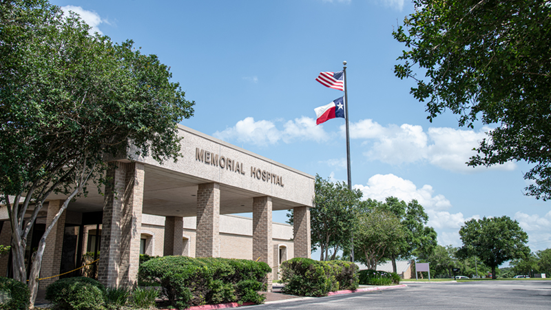 The front entrance of a hospital