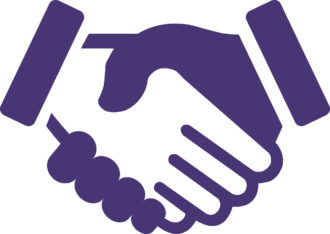 purple cartoon handshake