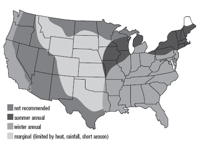 crimson clover growth United States map