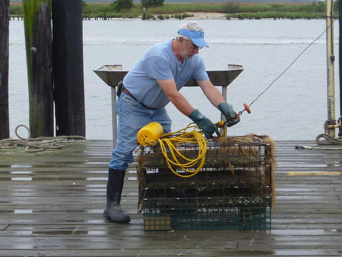 Man with oyster cage