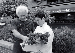 Gordon Gerlach of Path Valley Farms delivers produce to chef Samantha Withall at Restaurant Nora in Washington, DC.