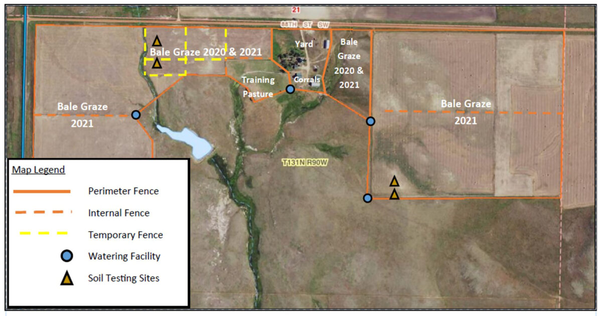 Map of a ranch with a key